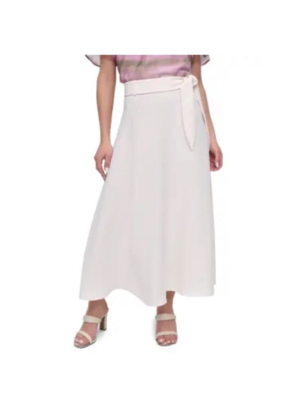 DKNY Women's Cream Tie-Waist Maxi Skirt. Size 12 NWT
